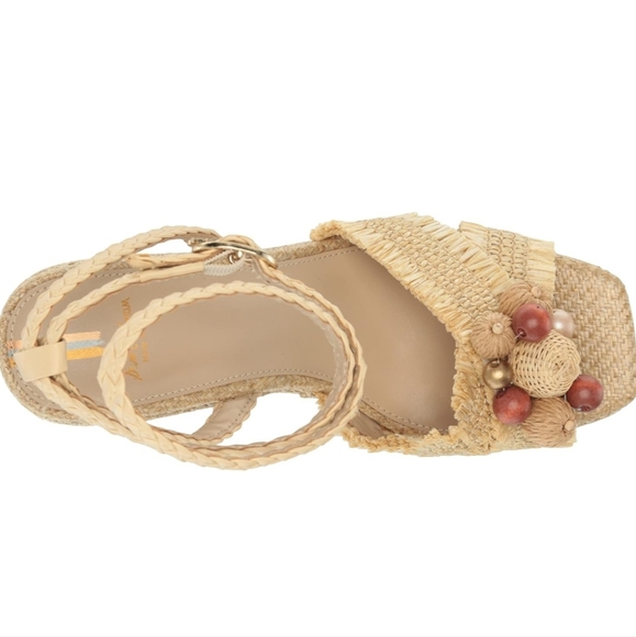 NEW SAM EDELMAN TATE EGGSHELL RAFFIA PLATFORM SANDALS SIZE 9.5 - Picture 14 of 15